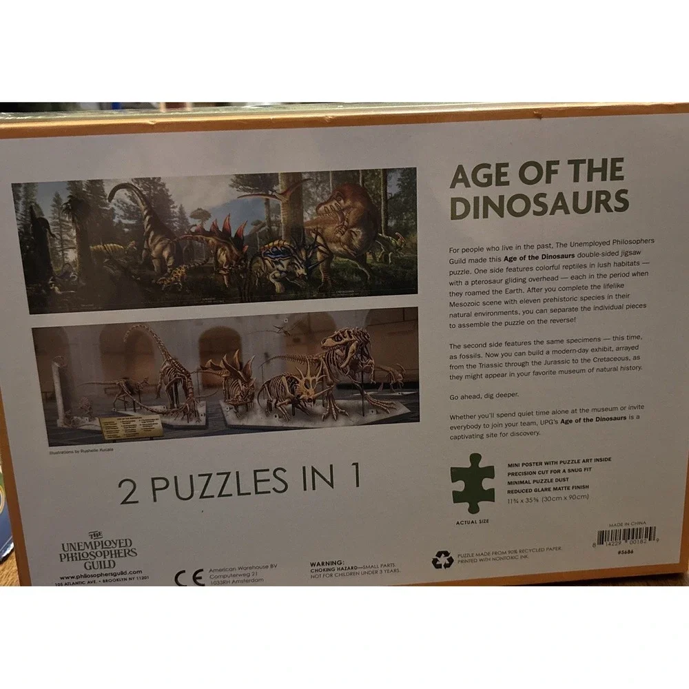 Unemployed Philsophers Guild Age of the Dinosaurs Double Sided 1000 Piece Puzzle